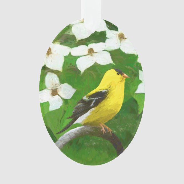 Goldfinch-Malerei - Niedliche Original-Hundeschich Ornament (Vorderseite)