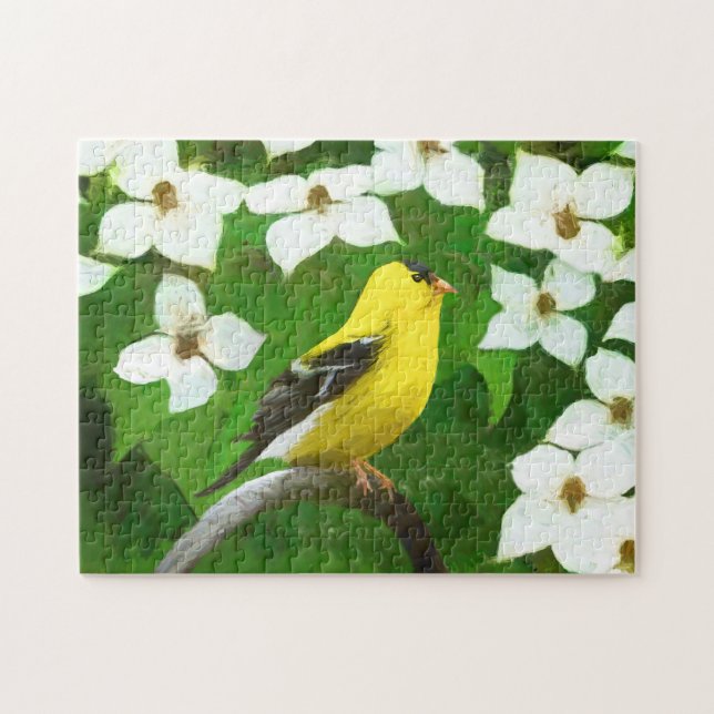 Goldfinch-Malerei - Niedliche Original-Hundeschich Puzzle (Horizontal)
