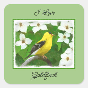 Goldfinch-Malerei - Niedliche Original-Hundeschich Quadratischer Aufkleber