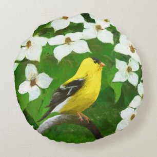 Goldfinch-Malerei - Niedliche Original-Hundeschich Rundes Kissen