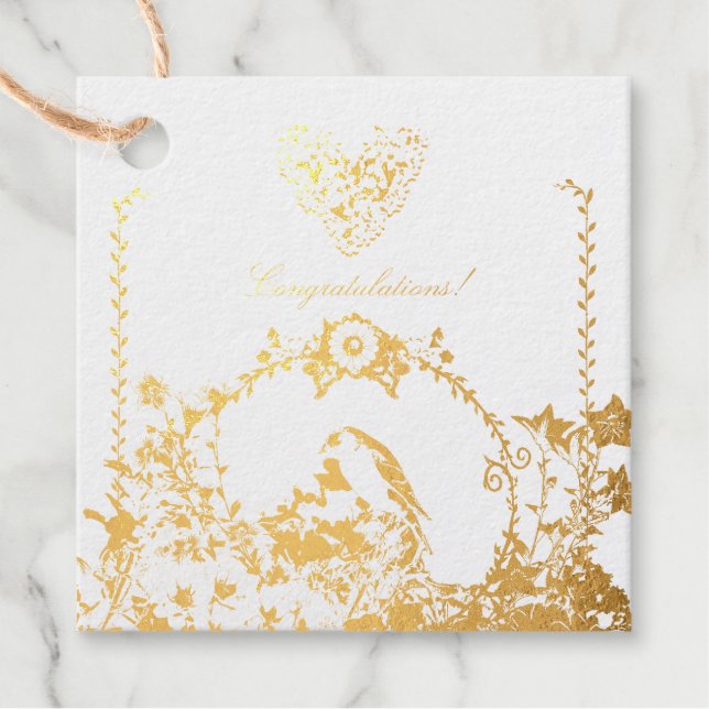 Goldfinch Spring Garden Wedding Creme Horizontal Geschenkanhänger (Vorderseite)