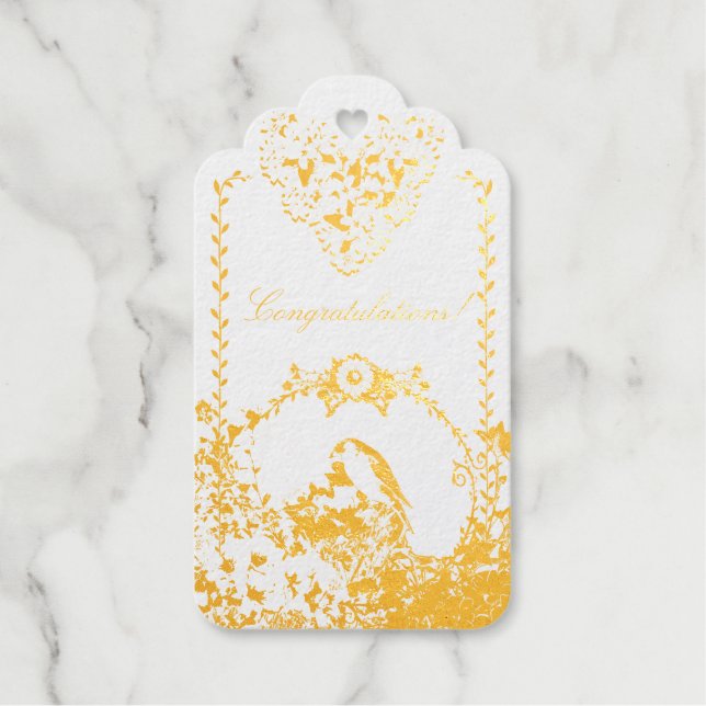 Goldfinch Spring Garden Wedding Creme Horizontal Geschenkanhänger (Vorderseite)