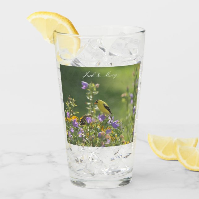 Goldfinch Spring Garden Wedding Glas (Vorderseite Ice)