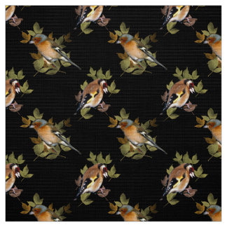 Goldfinch und Chaffinch auf Blatt Stoff