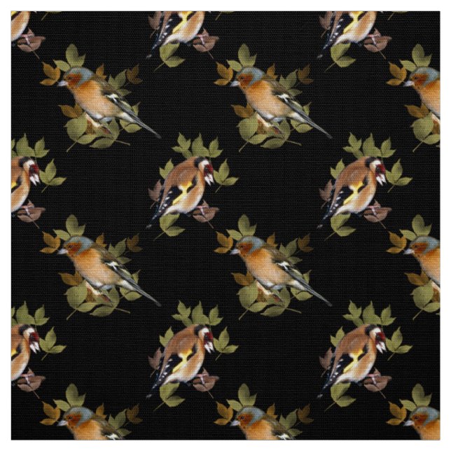 Goldfinch und Chaffinch auf Blatt Stoff (Muster)
