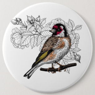 Goldfinch und Rose Button