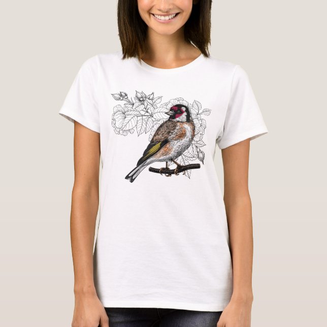 Goldfinch und Rose T-Shirt (Vorderseite)