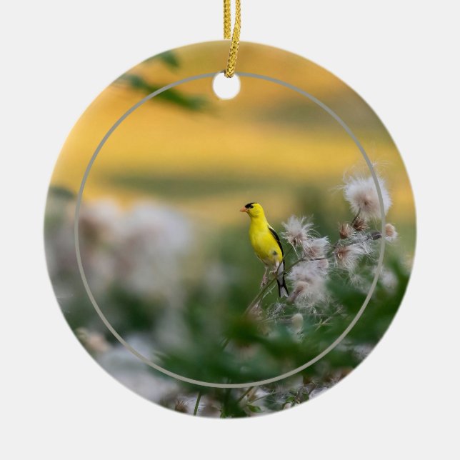 Goldfinch- und Thistle-Herbst Keramik Ornament (Vorne)