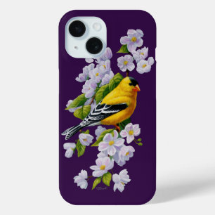 Goldfinch-Vogel und Apple-Blüten Lila Case-Mate iPhone Hülle