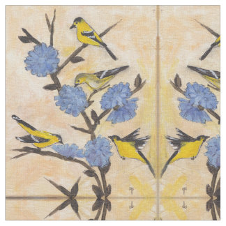 Goldfinches und Zichorie Stoff
