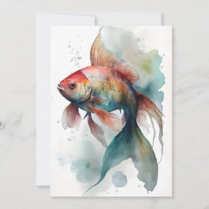Goldfisch 2 in Aquarellen Feiertagskarte