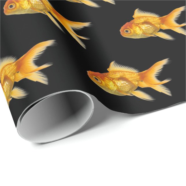 Goldfisch auf schwarz geschenkpapier (Rolleneckpunkt)