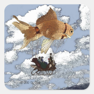 Goldfisch-Aufkleber Quadratischer Aufkleber