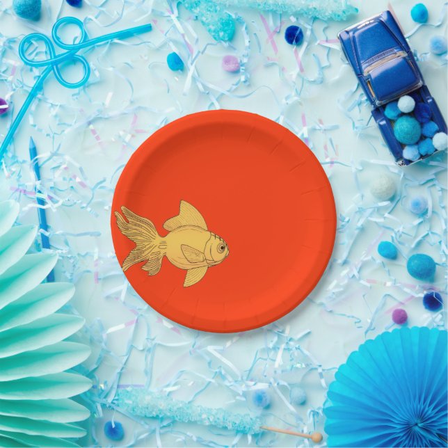 Goldfisch Electric Orange Pappteller (Party)