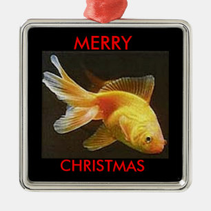 Goldfisch-frohe Weihnacht-Verzierungen Silbernes Ornament