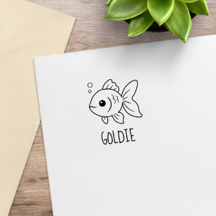 Goldfisch Haustier Benutzerdefinierter Name 1x1 Gummistempel