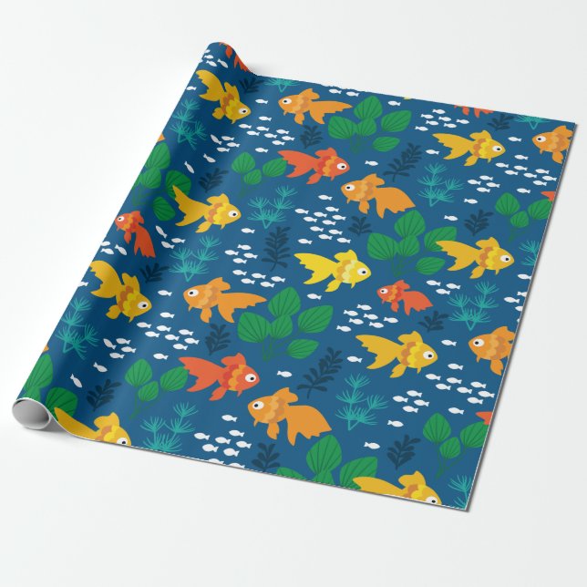 Goldfisch im Aquarium Geschenkpapier (Ungerollt)