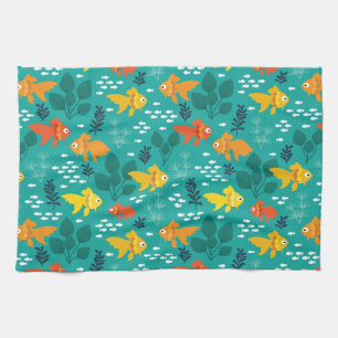 Goldfisch im Aquarium Geschirrtuch