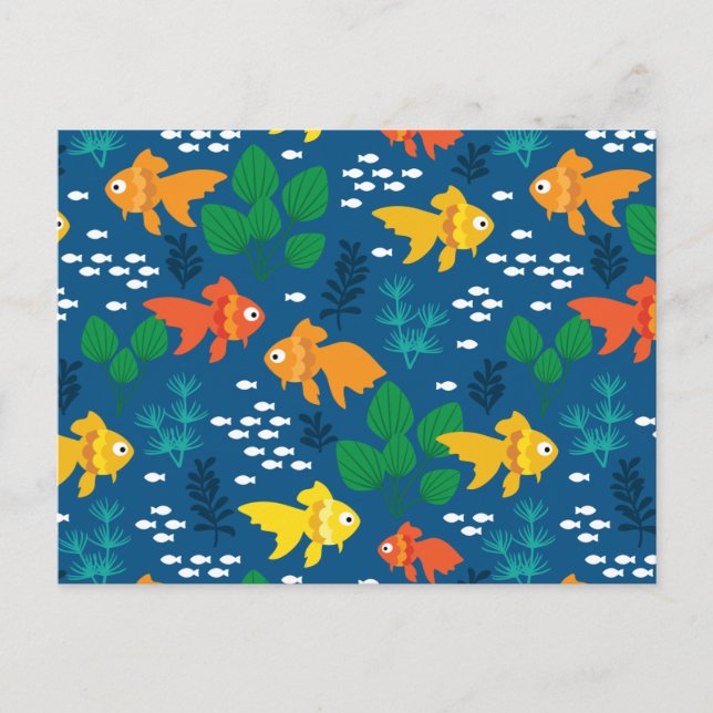 Goldfisch im Aquarium Postkarte (Vorderseite)