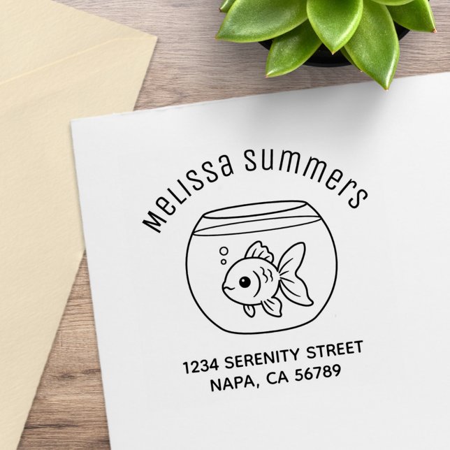 Goldfisch im Fischglas Anschrift Gummistempel (Von Creator hochgeladen)