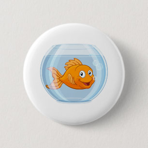 Goldfisch in Goldfisch, Niedlicher Cartoon-Charakt Button