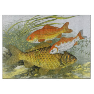 Goldfisch Koi Fisch, Vintage Meeresaquarien Leben Schneidebrett