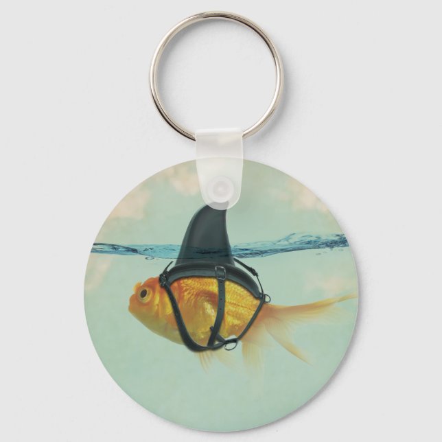 Goldfisch mit einer Haifischflosse Schlüsselanhänger (Vorderseite)