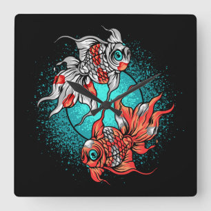 Goldfisch  quadratische wanduhr