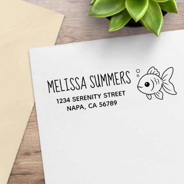 Goldfisch-Rücksendeadresse Gummistempel (Von Creator hochgeladen)