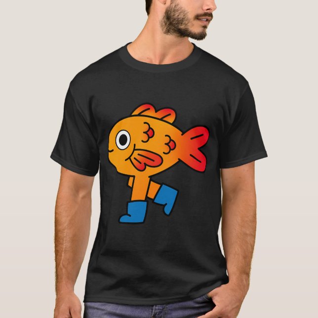 Goldfisch-Stiefel-Kunst T-Shirt (Vorderseite)