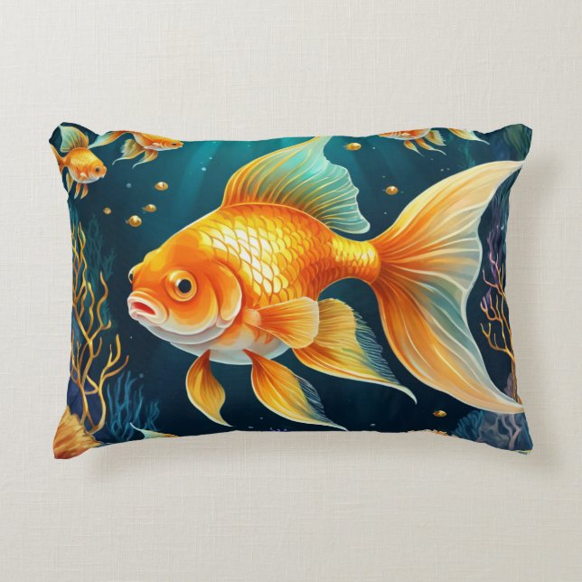 Goldfisch unter Wasser Dekokissen (Vorderseite)