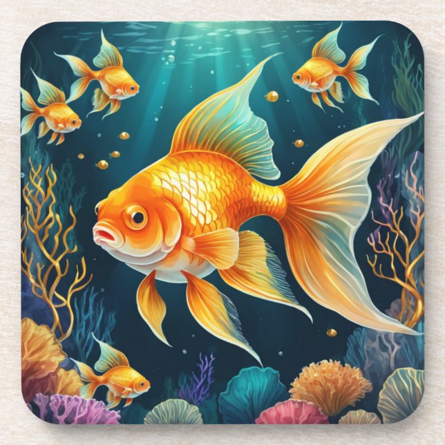 Goldfisch unter Wasser Getränkeuntersetzer (Vorderseite)