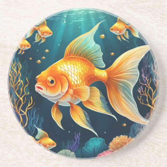 Goldfisch unter Wasser Getränkeuntersetzer (Vorne)