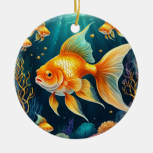 Goldfisch unter Wasser Keramik Ornament
