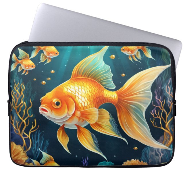 Goldfisch unter Wasser Laptopschutzhülle (Vorderseite)
