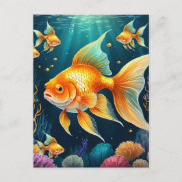 Goldfisch unter Wasser Postkarte