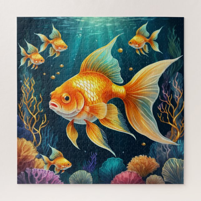 Goldfisch unter Wasser Puzzle (Vertikal)