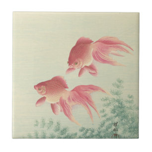 Goldfisch Vintage Japanischer Holzschnitt Fliese