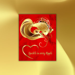 Goldfische auf roter Folie   Poster