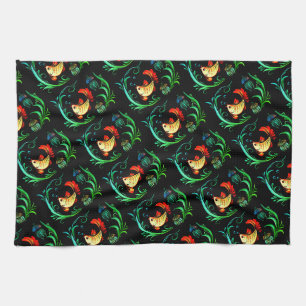 Goldfische auf schwarzem Hintergrund Geschirrtuch