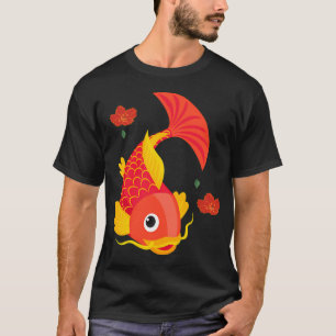 Goldfische mit fließenden Flossen und roten Blüten T-Shirt