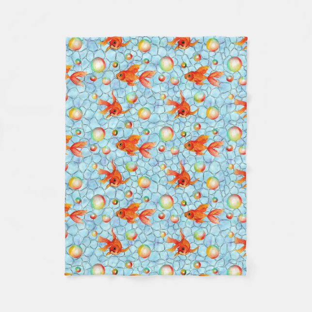 Goldfische und Seifenblasen. Fleecedecke (Vorderseite)