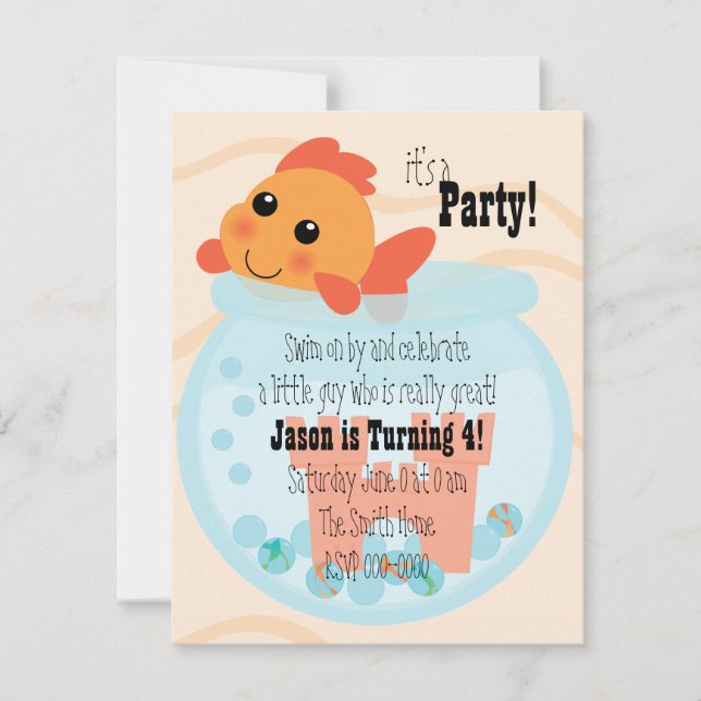 Goldfischerei in einer Schüssel Einladung (Vorderseite)