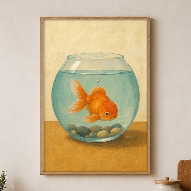 Goldfischglas Wasserfarben Whimsical Art Poster (Shown framed for scale. Poster ships unframed; frames are an optional add-on.)