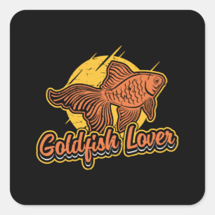 Goldfischliebhaber Aquarium Vintage Retro Tier Fis Quadratischer Aufkleber