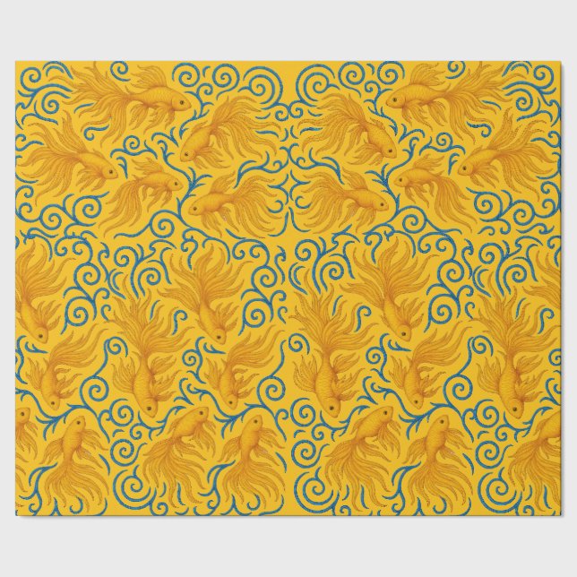Goldfischmotiv für Sie Geschenkpapier (Saum)