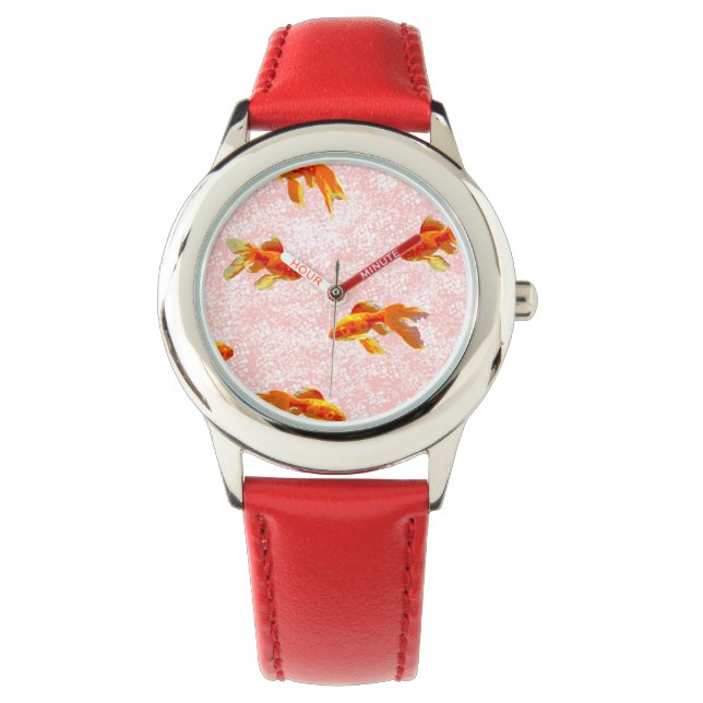 Goldfischmuster (pink) armbanduhr (Vorderseite)