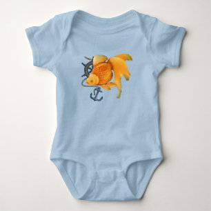 Goldfish Anchor Ship Wheel Nautical Bodysuit Baby Strampler