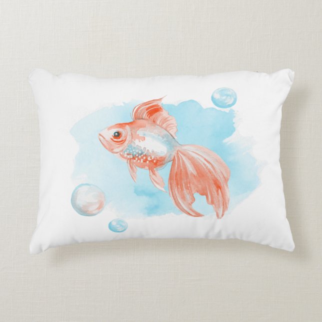 Goldfish. Aquarell Dekokissen (Vorderseite)