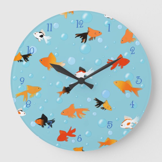 Goldfish Aquarium Große Wanduhr (Vorderseite)
